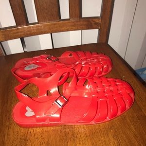 Bright Red Urban Outfitters jellies